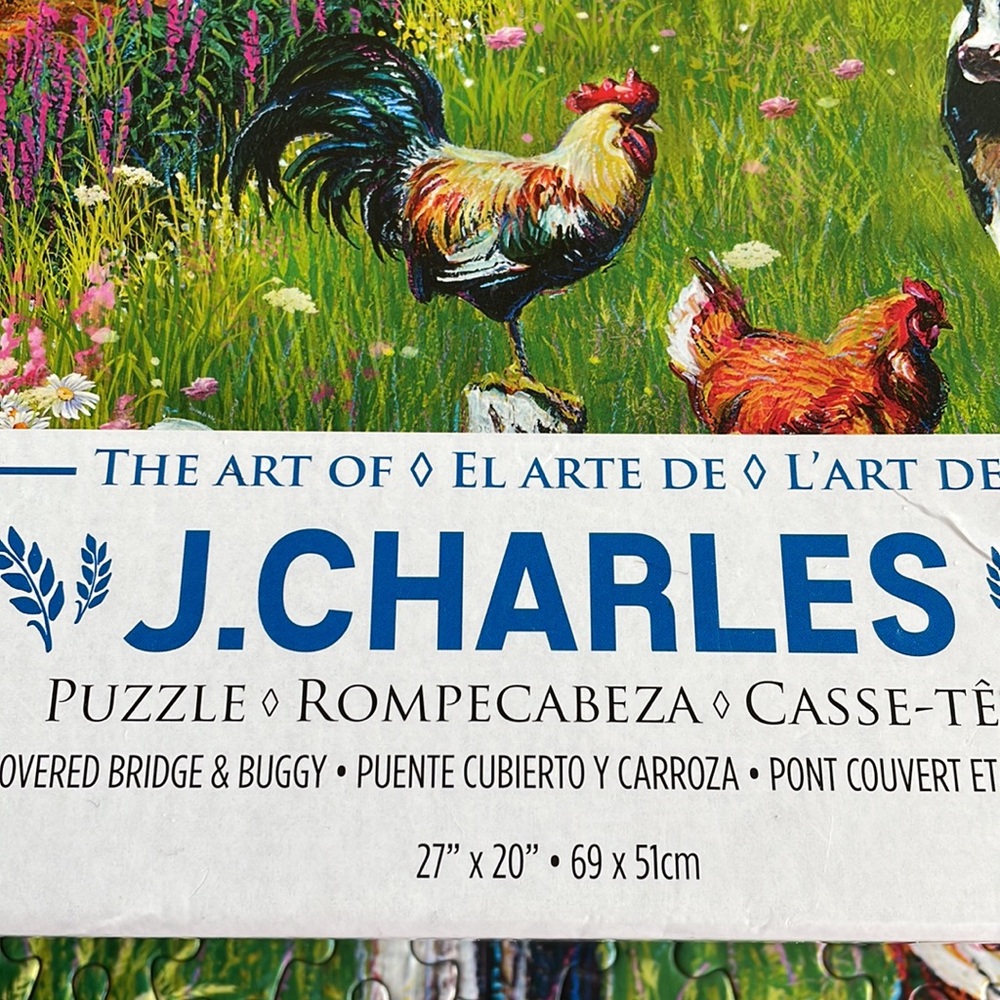 KI Puzzles Covered Bridge & Buggy the art of J. Charles. 1000 Pieces. EUC - Picture 12 of 12